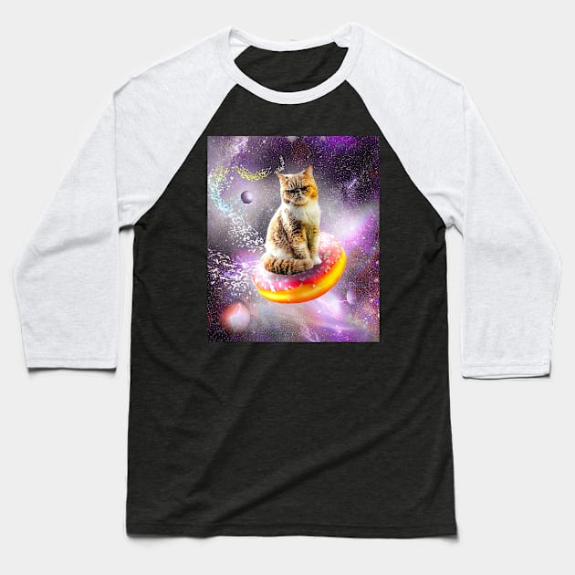 Galaxy Cat Donut - Space Cats Riding Donuts Baseball T-Shirt by Random Galaxy